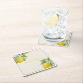 Waterverf Lemon Vierkante Kartonnen Onderzetter (Insitu)