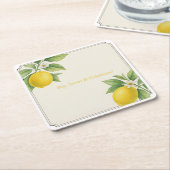 Waterverf Lemon Vierkante Kartonnen Onderzetter (Schuin)