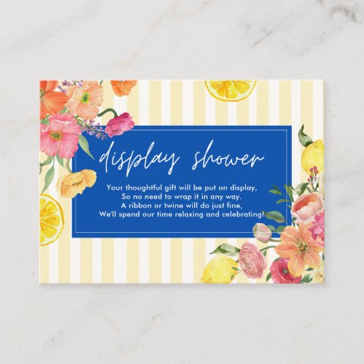 Waterverf Lemon Vrijgezellenfeest Display Shower Informatiekaartje (Voorkant)