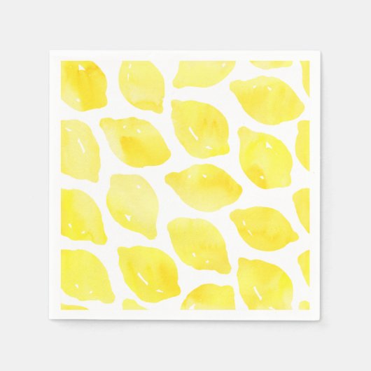 Waterverf Lemon Yellow White Summer Pattern Servet (Voorkant)