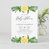 Waterverf Lemons Blue Berries Summer Baby shower Kaart (Staand voorkant)