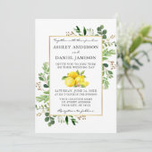 Waterverf Lemons Botanical Greenery Wedding Kaart (Staand voorkant)