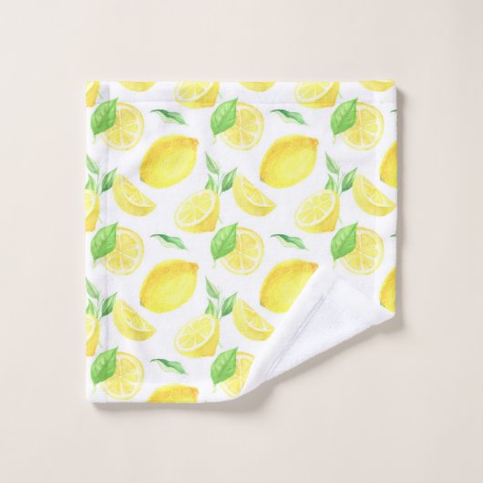 Waterverf Lemons en Blue Stripes Bathroom Bad Handdoek (Wasdoekje)