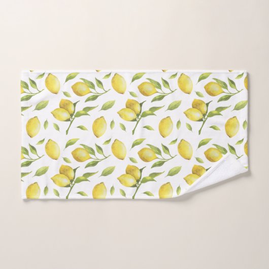 Waterverf Lemons en Greenery Pattern Bad Handdoek (Handdoek)