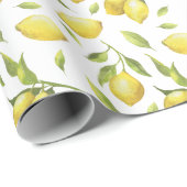 Waterverf Lemons en Greenery Pattern Cadeaupapier (Rol Hoek)