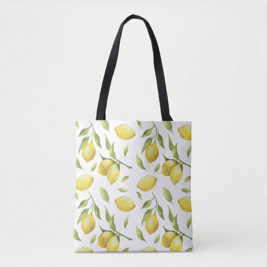  Waterverf Lemons en Greenery Pattern Draagtas (Voorkant)