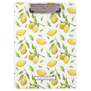 Waterverf Lemons en Greenery Pattern Klembord