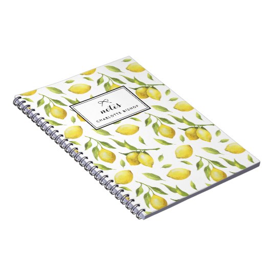 Waterverf Lemons en Greenery Pattern Notitieboek (Rechterzijde)