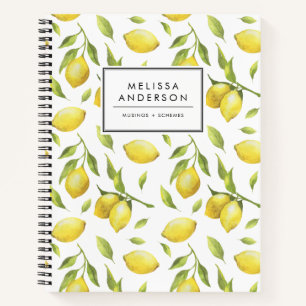  Waterverf Lemons en Greenery Pattern Notitieboek