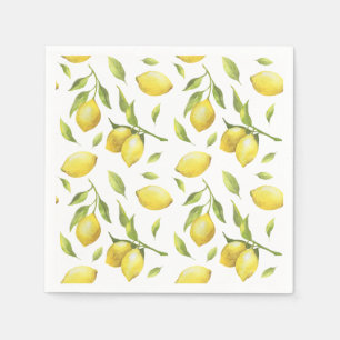 Waterverf Lemons en Greenery Pattern Servet