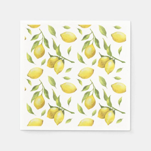  Waterverf Lemons en Greenery Pattern Servet (Voorkant)