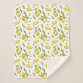 Waterverf Lemons en Greenery Pattern Sherpa Deken (Voorkant)