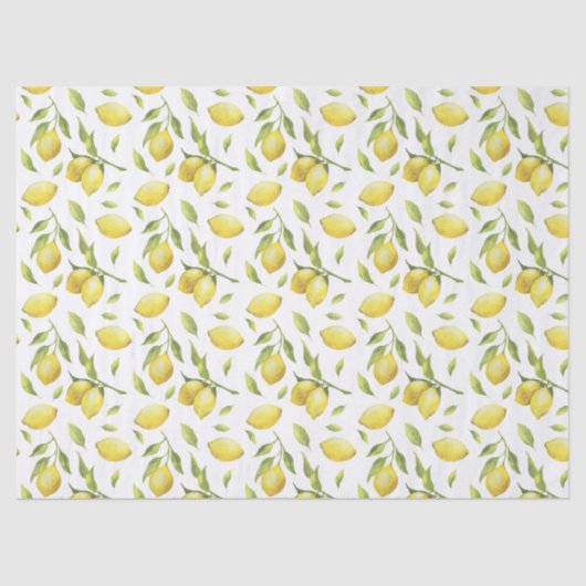 Waterverf Lemons en Greenery Pattern Tissuepapier (Voorkant)
