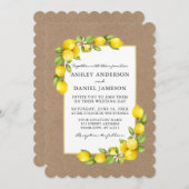 Waterverf Lemons en Greenery Wedding Kraft Kaart (Voorkant / Achterkant)