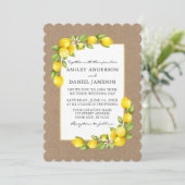 Waterverf Lemons en Greenery Wedding Kraft Kaart (Staand voorkant)