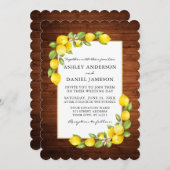 Waterverf Lemons en Greenery Wood Wedding Kaart (Voorkant / Achterkant)