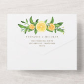 Waterverf Lemons en Sinaasappels Zomer Weddenschap All In One Uitnodiging (Achterkant)