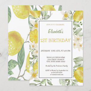 Waterverf Lemons Flowers Birthday Kaart