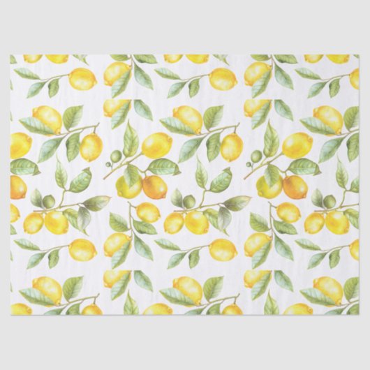 Waterverf Lemons Fresh Citrus Pattern Tissuepapier (Voorkant)