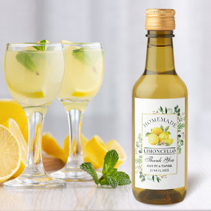 Waterverf Lemons Gold Limoncello Small Label Wijn Etiket