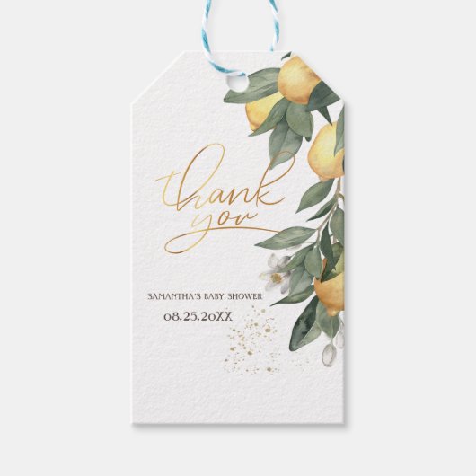 Waterverf Lemons Green Cadeaulabel (Voorkant)