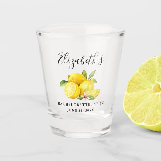 Waterverf Lemons Greenery Bachelorette Shot Glas (Voorkant)