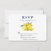 Waterverf Lemons Greenery Blue Back RSVP Kaartje (Voorkant)