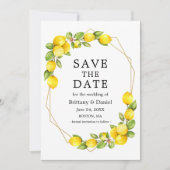Waterverf Lemons Greenery Geo Lijst sparen de Datu Save The Date (Voorkant)