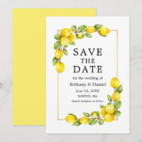 Waterverf Lemons Greenery Gold Lijst Yellow
