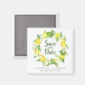 Waterverf Lemons Greenery Wreater sparen de Datum Magneet (Voorkant / Achterkant)