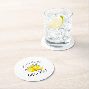 Waterverf Lemons Homemade Limoncello Ronde Kartonnen Onderzetter