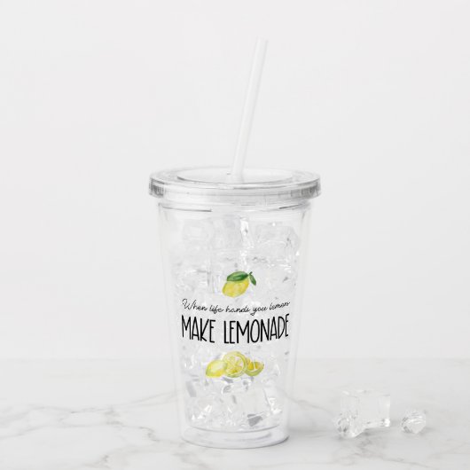 Waterverf Lemons Lemonade Life Quote Acryl Drinkbeker (Achterkant ijs)