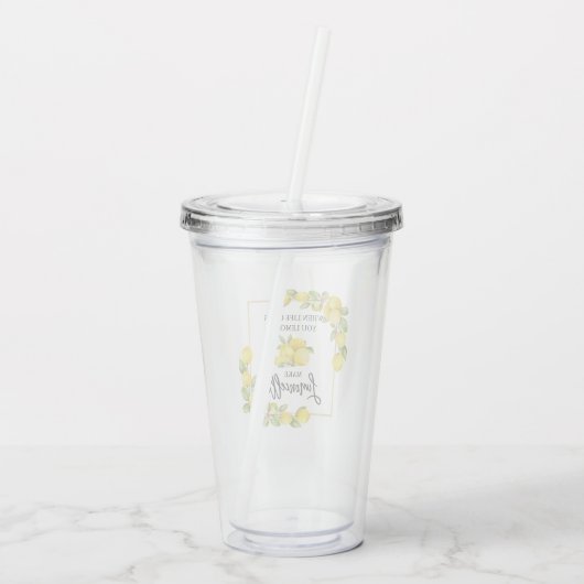 Waterverf Lemons Limoncello penseel Script Acryl Drinkbeker (Achterkant)