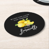 Waterverf Lemons Limoncello penseel Script Black Ronde Kartonnen Onderzetter (Gebogen)