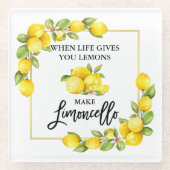 Waterverf Lemons Limoncello penseel Script Glazen Onderzetter (Voorkant)