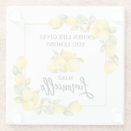 Waterverf Lemons Limoncello penseel Script Glazen Onderzetter (Achterkant)