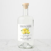 Waterverf Lemons Limoncello Wedding Grazie Likeurfles Etiket (Voorkant)