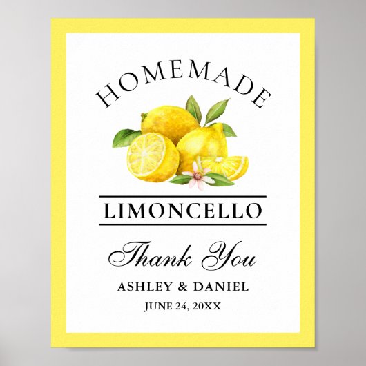 Waterverf Lemons Limoncello Wedding Poster (Voorkant)