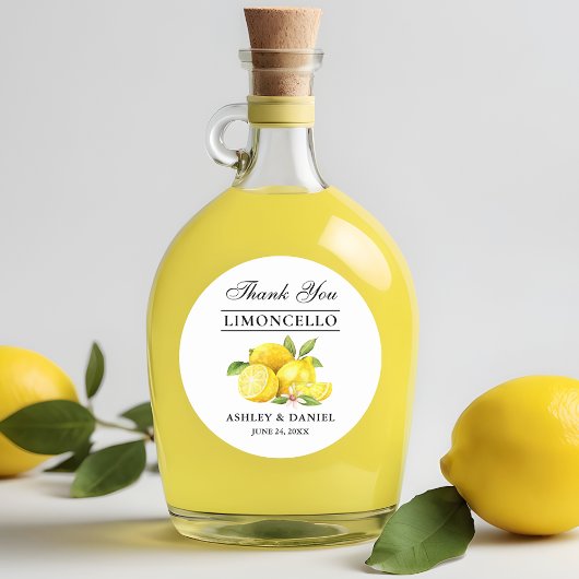 Waterverf Lemons Limoncello Wedding Ronde Sticker