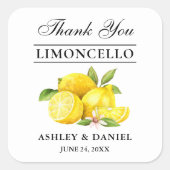 Waterverf Lemons Limoncello Wedding Vierkante Sticker (Voorkant)