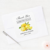 Waterverf Lemons Limoncello Wedding Vierkante Sticker (Envelop)