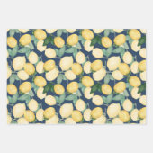 Waterverf Lemons op Navy Blue Inpakpapier Vel (Voorkant)