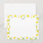 Waterverf Lemons Patroon Notitiekaartje (Voorkant / Achterkant)