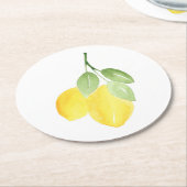 Waterverf Lemons Ronde Kartonnen Onderzetter (Gebogen)