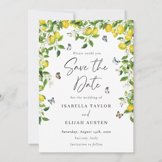 Waterverf Lemons Save The Date (Voorkant)
