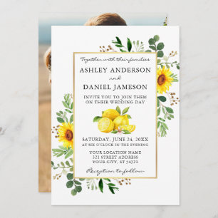 Waterverf Lemons Sunflower Foto Ruwelijk Kaart