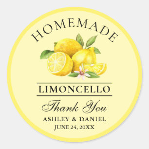 Waterverf Lemons Wedding Bedankt Limoncello Geel Ronde Sticker