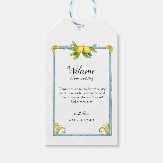 Waterverf  Lemons Wedding Welkomstlabels Cadeaulabel (Voorkant)