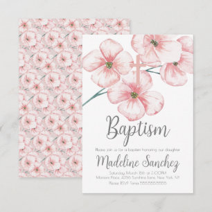 Waterverf Lente-baptisme Floral roze dicatie Kaart