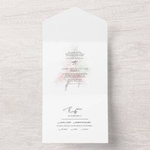 Waterverf Lente bloeiende bomen All In One Uitnodiging